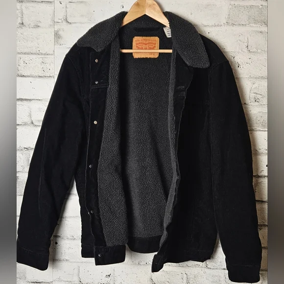 Levi's Mens Black Sherpa Trucker Jacket - Picture 4 of 8